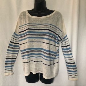 Joie Linen Striped Sweater S boxy lightweight